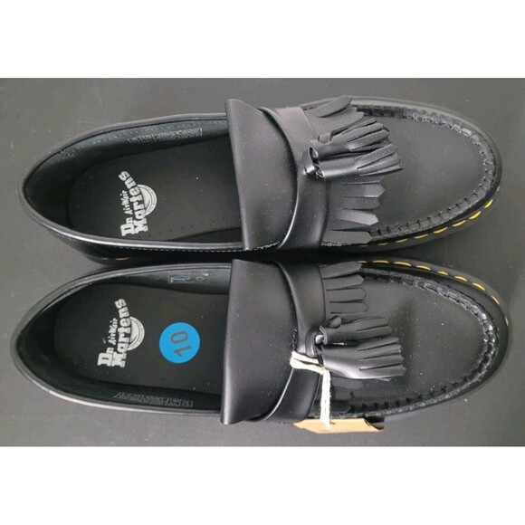 Doc Martens Adrian Quad Leather Platform Tassel Yellow Stitch Loafers M9 W10 - Picture 5 of 13